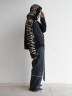 Hoodie Zip Tejido Reversible "Huesos" Rotten x Bossio (Negro x Beige)