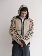 Hoodie Zip Tejido Reversible "Huesos" Rotten x Bossio (Negro x Beige)