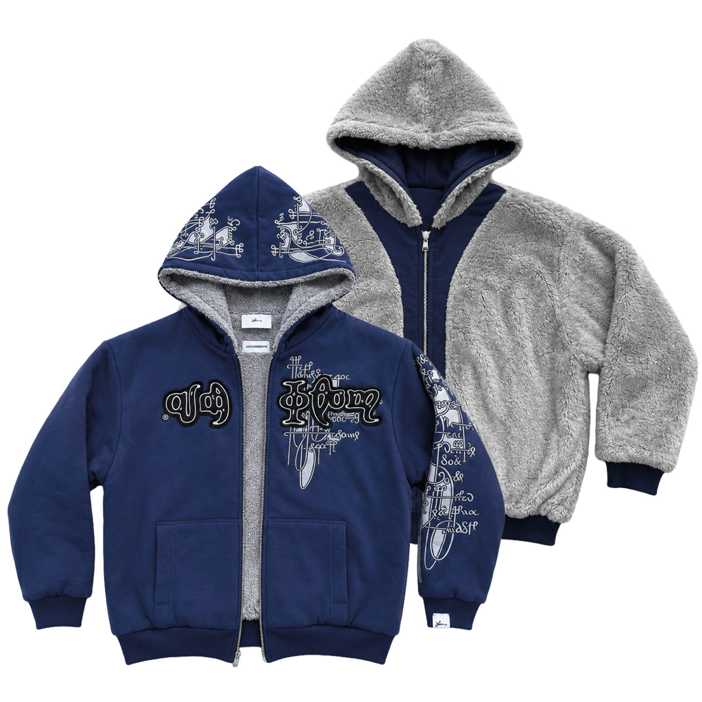 Campera Reversible Fur "Voynich" (Marino x Gris) - M.V.