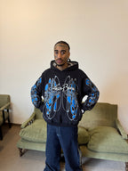 Hoodie "Nudos de Archibald" (Negro x Azul) - M.V.