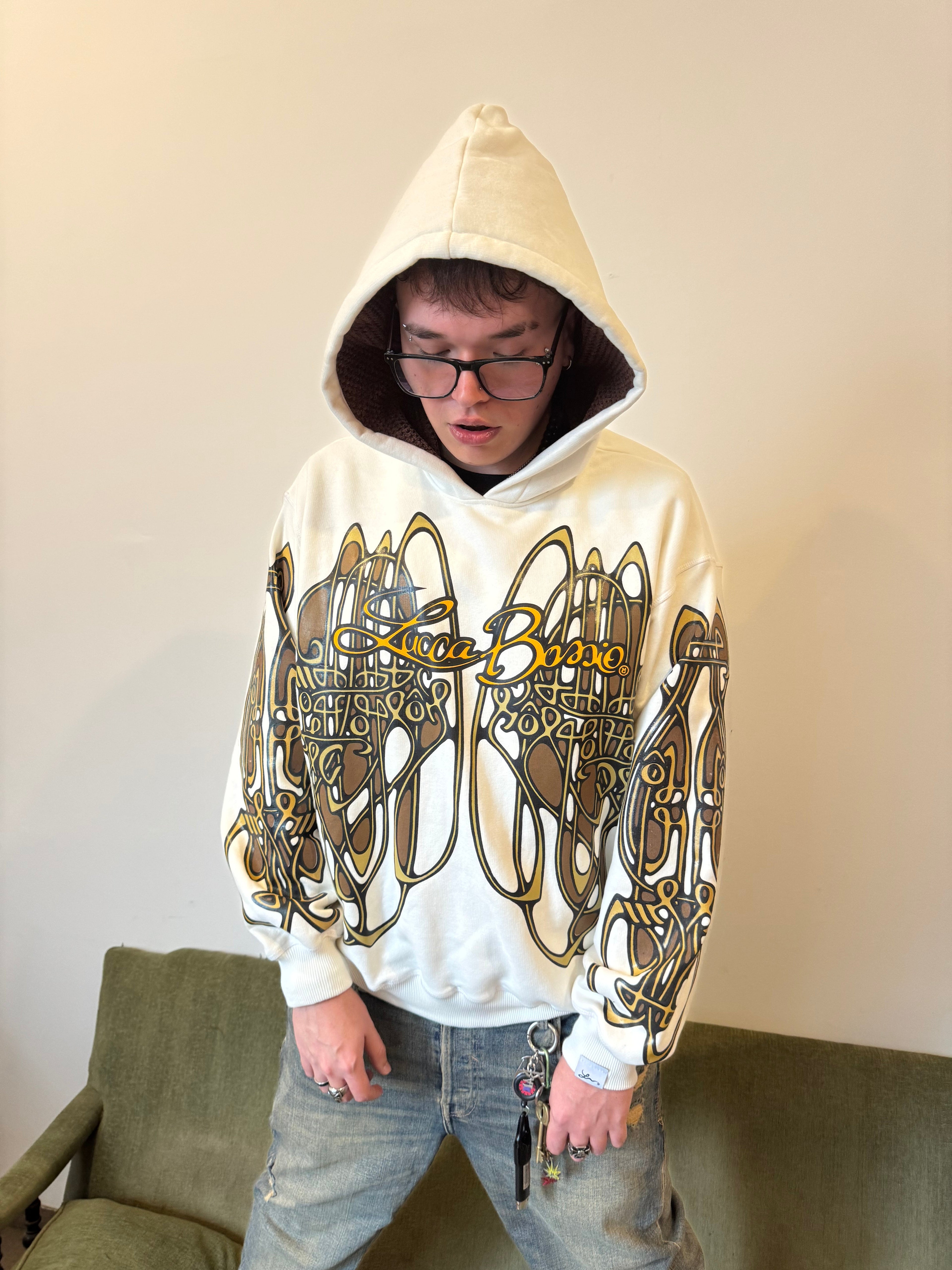 Hoodie "Nudos de Archibald" (Blanco/Crema) - M.V.