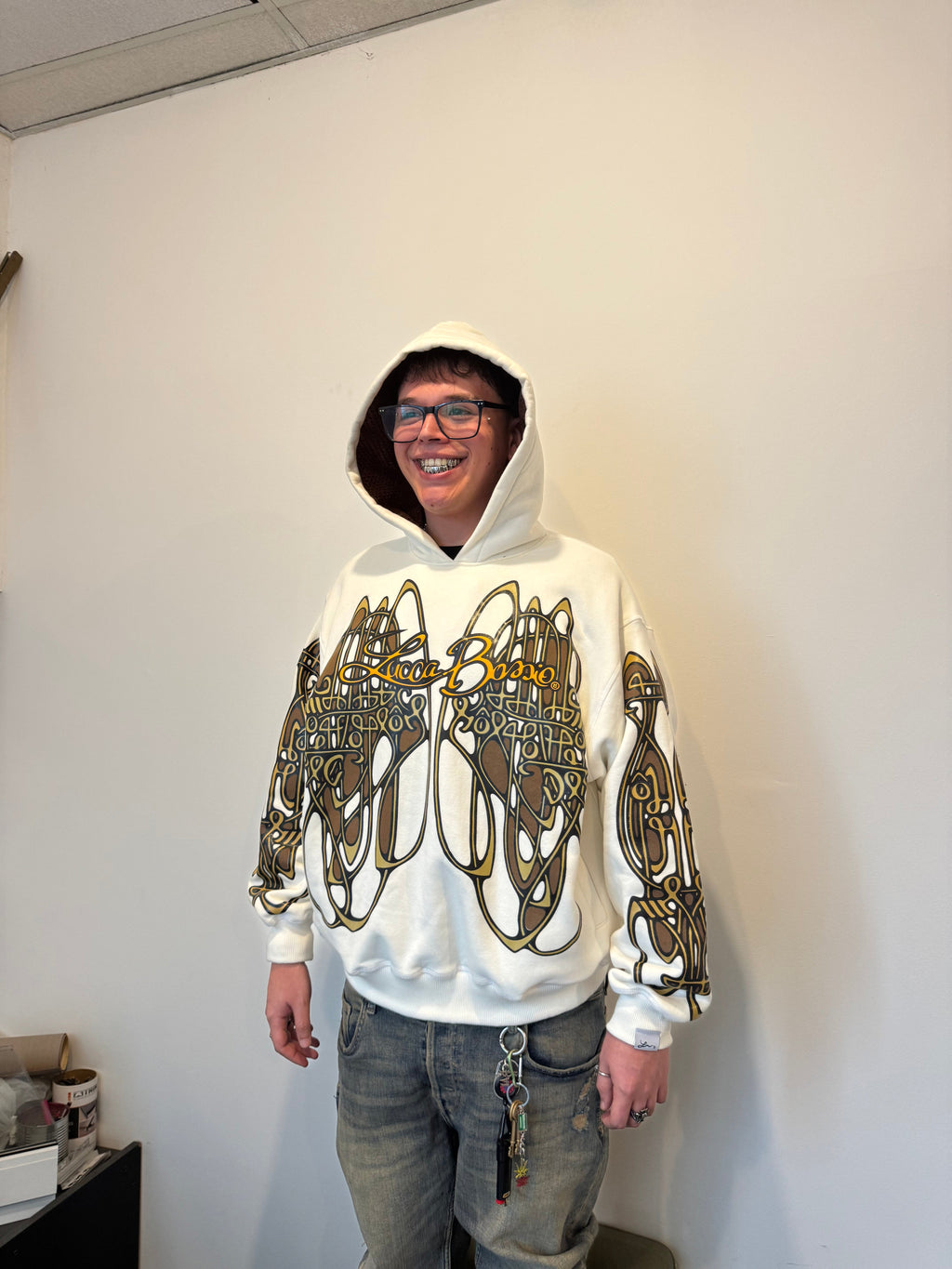 Hoodie "Nudos de Archibald" (Blanco/Crema) - M.V.