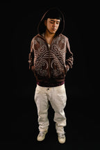 Hoodie Zip "Hoja de Acanto" Revertido (Marrón)