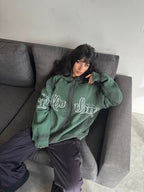 Zip Hoodie "Lengua Eslava" (Verde Washed)