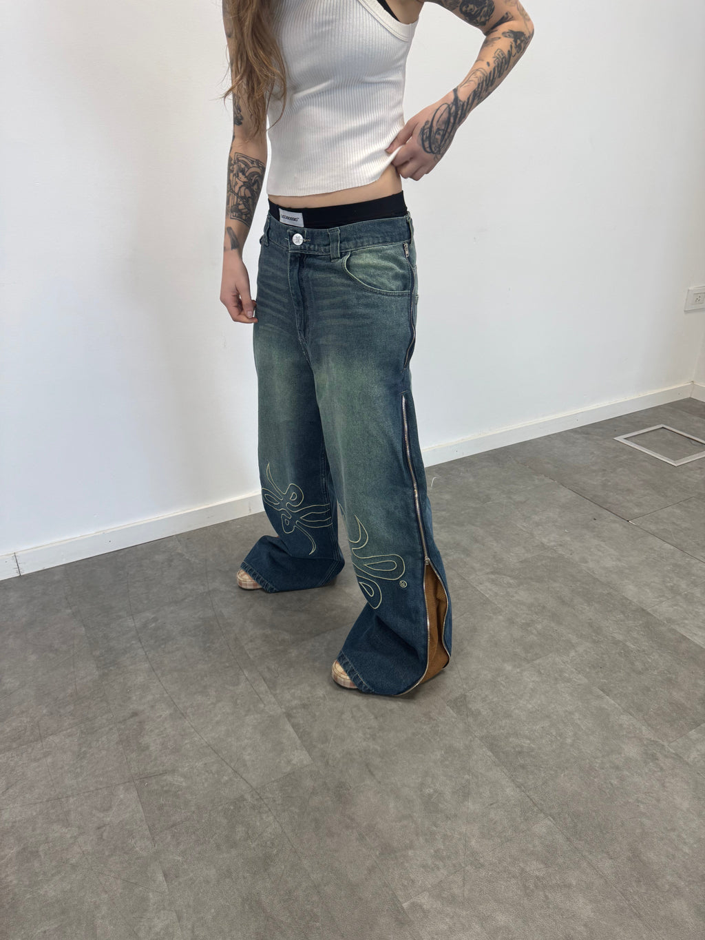 Jean "Nudos de Archibald" (Azul Washed Verde)