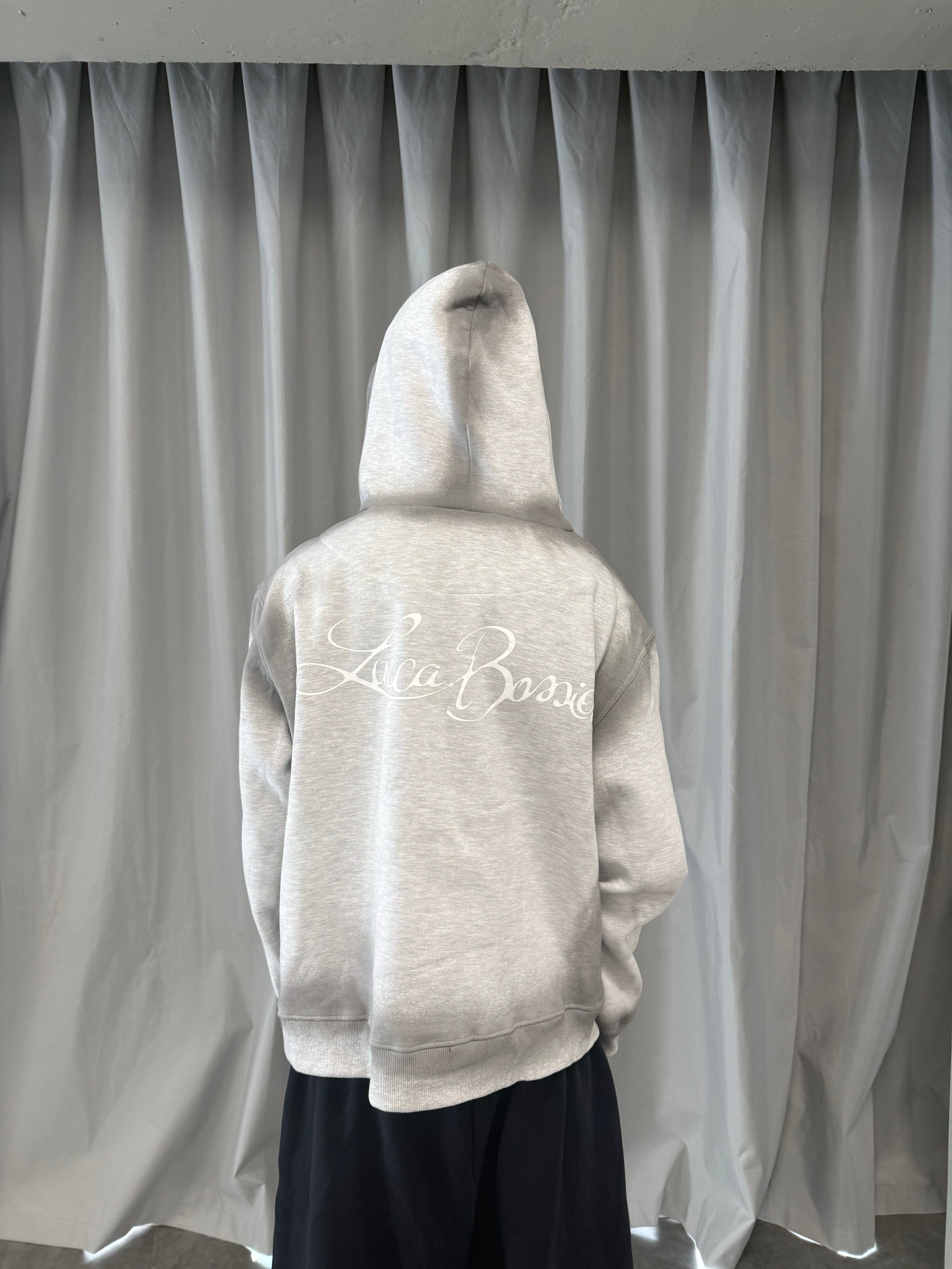 Zip Hoodie "Lengua Eslava" (Gris Washed)