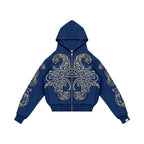 Hoodie Zip "Hoja de Acanto" (Azul)