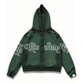 Zip Hoodie "Lengua Eslava" (Verde Washed)