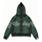 Zip Hoodie "Lengua Eslava" (Verde Washed)