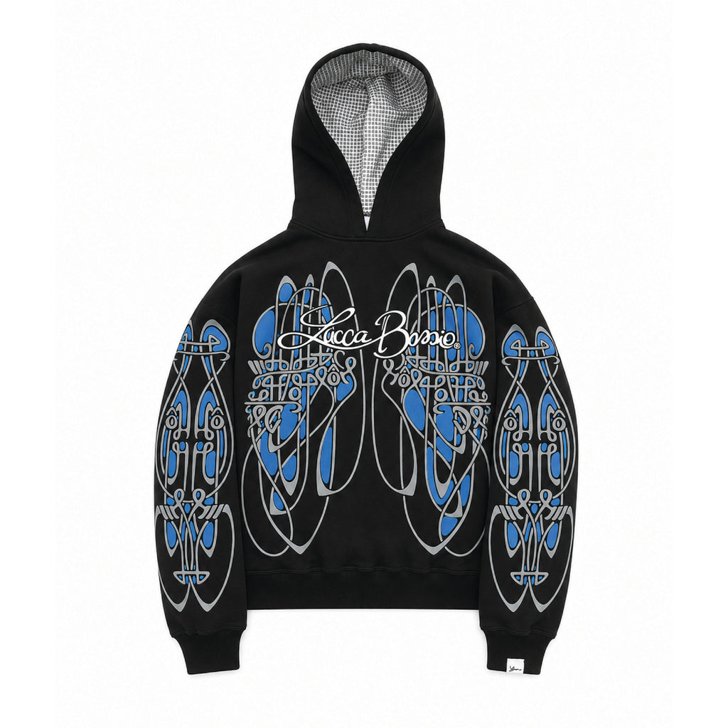 Hoodie "Nudos de Archibald" (Negro x Azul) - M.V.