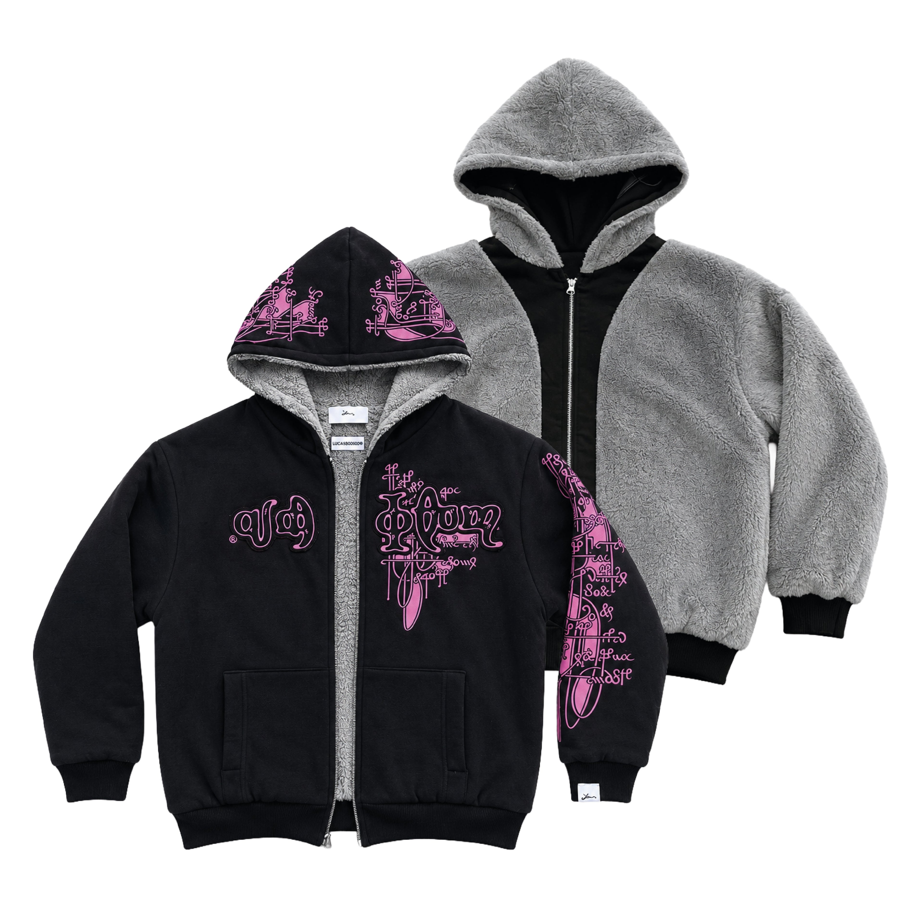 Campera Reversible Fur "Voynich" (Rosa x Negro) - M.V.