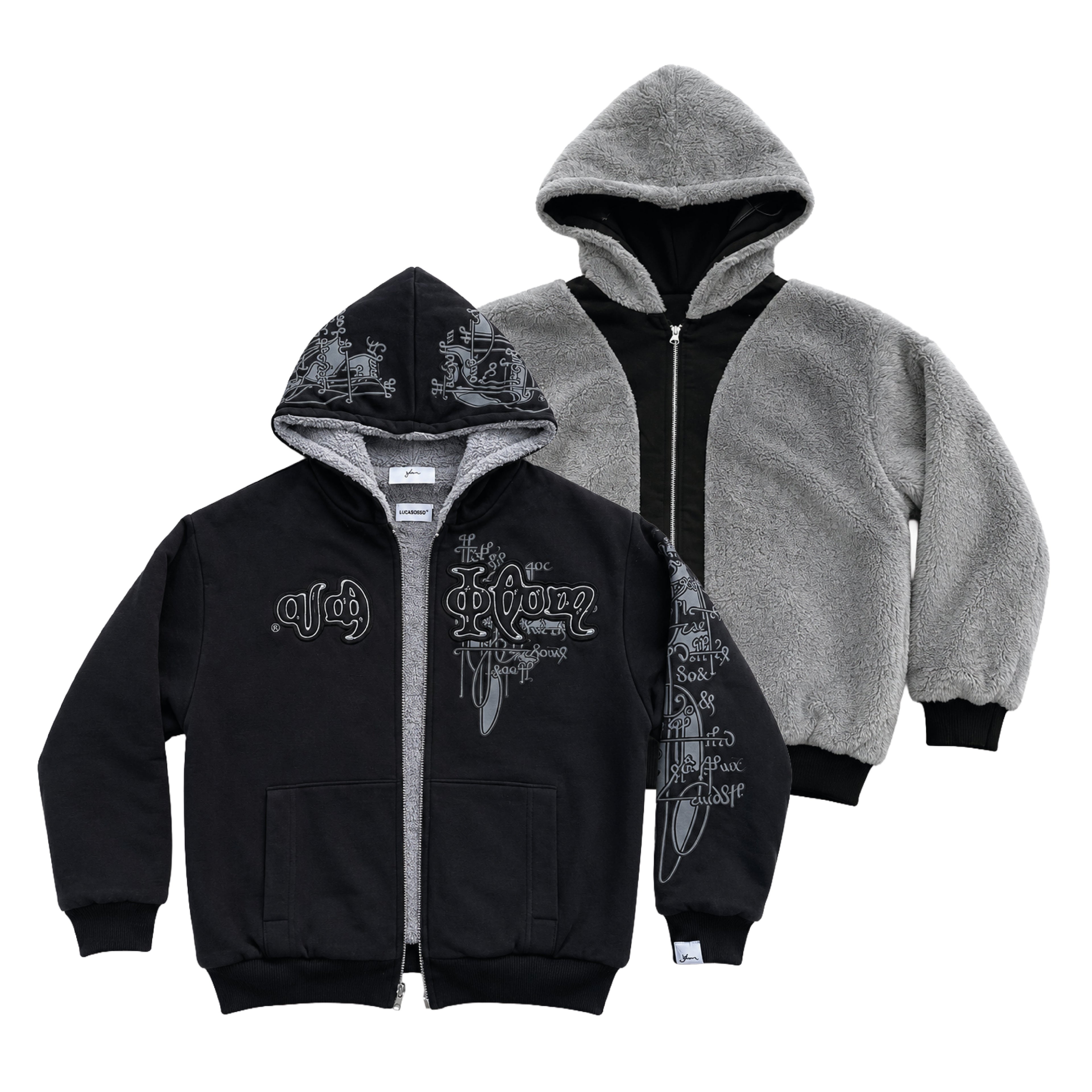 Campera Reversible Fur "Voynich" (Negro x Gris) - M.V.