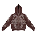 Hoodie Zip "Hoja de Acanto" Revertido (Marrón)