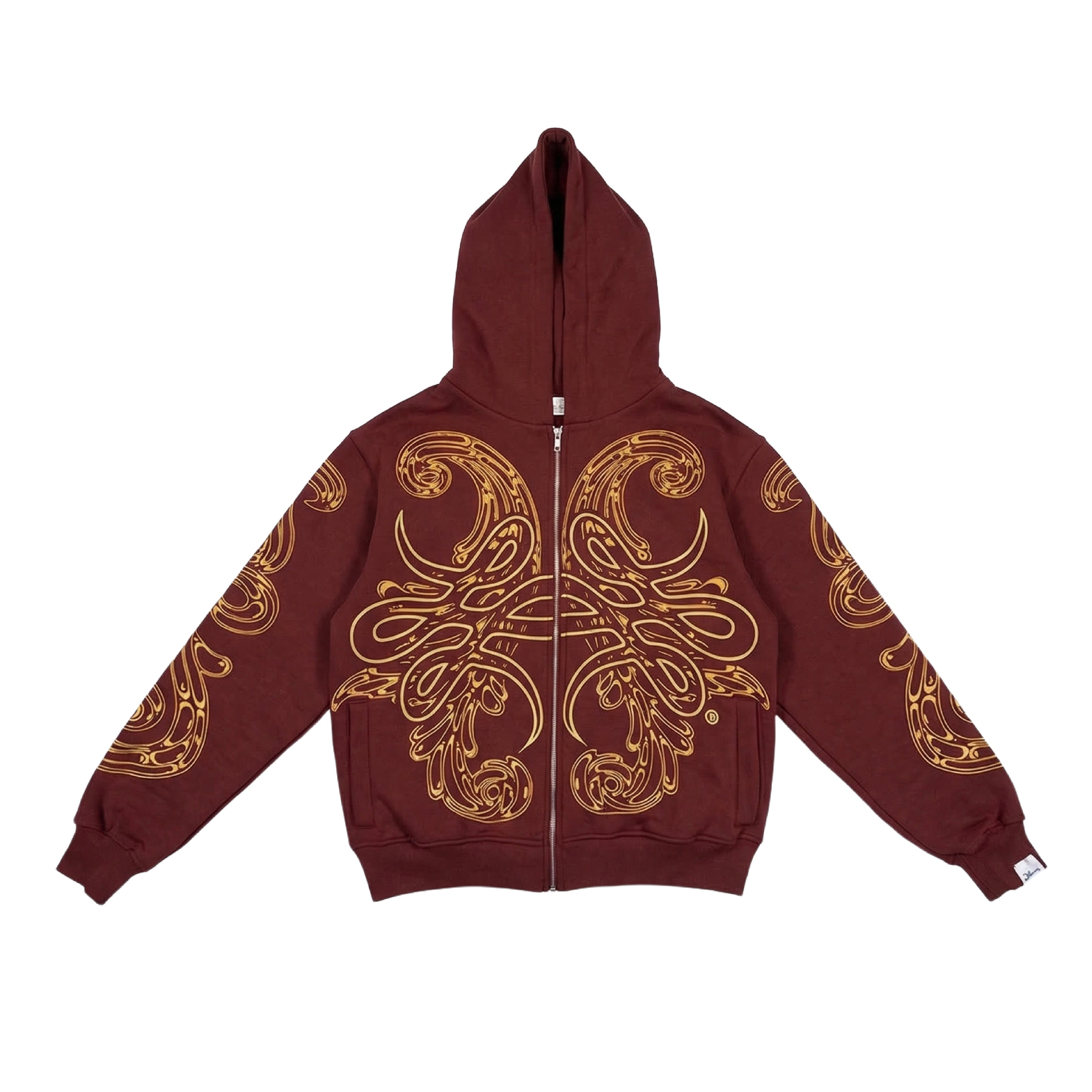 Hoodie Zip "Hoja de Acanto" (Bordo)